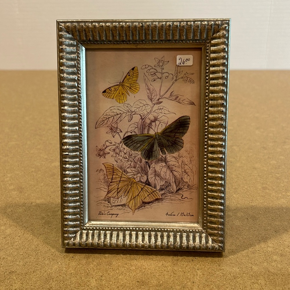 Two’s Company Butterfly Print. Ornate Gold Frame 5x7